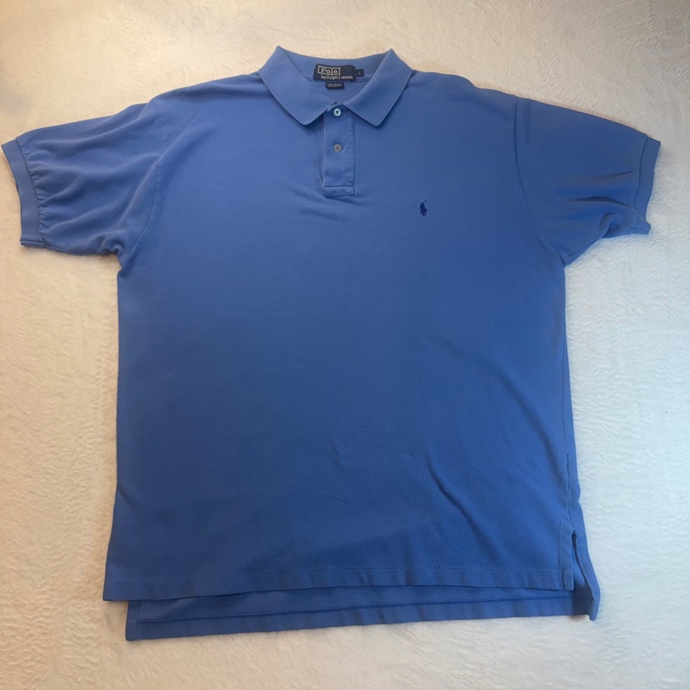 Polo Ralph Lauren Mens Blue Short Sleeve Cotton Pique Polo Shirt Large